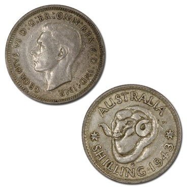 Australia 1943 S/D Shilling Variety