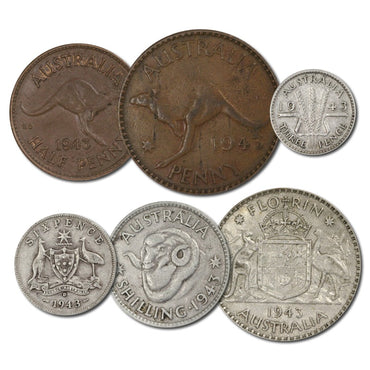 Australia 1943 Pre-Decimal 6 Coin Set