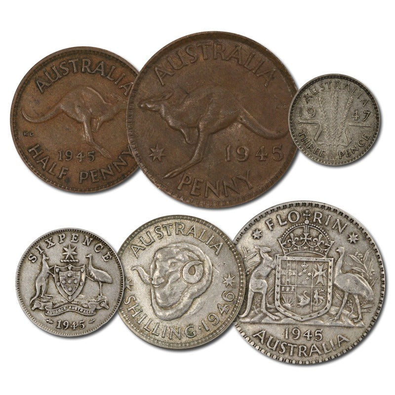 Australia 1945 Pre-Decimal 6 Coin Set