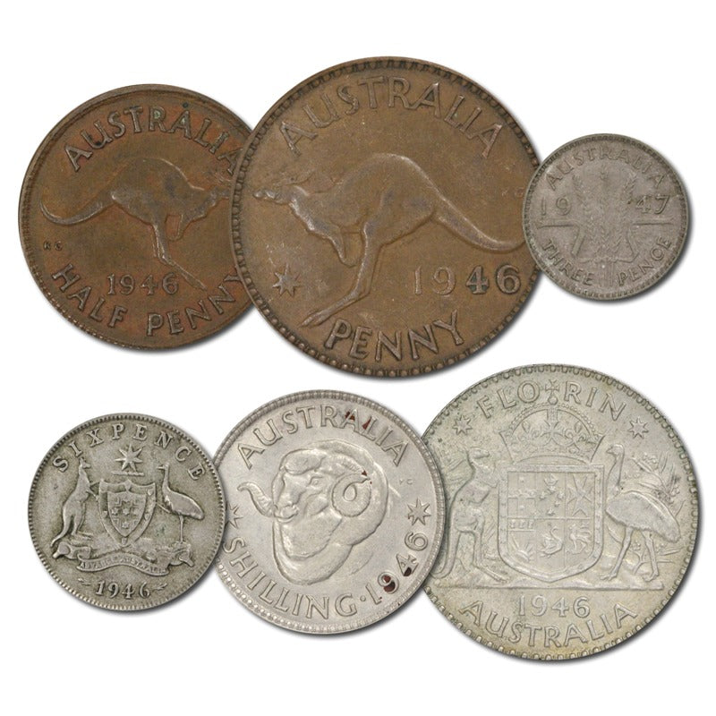 Australia 1946 Pre-Decimal 6 Coin Set