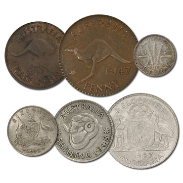 Australia 1947 Pre-Decimal 6 Coin Set