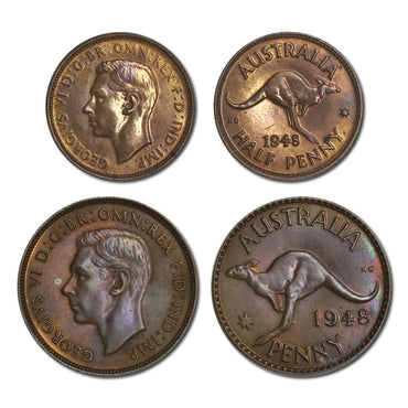 Australia 1948 Perth Halfpenny & Penny Proof Pair