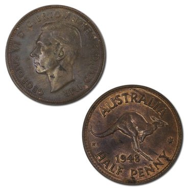 Australia 1948 Halfpenny Lustre nUNC/UNC