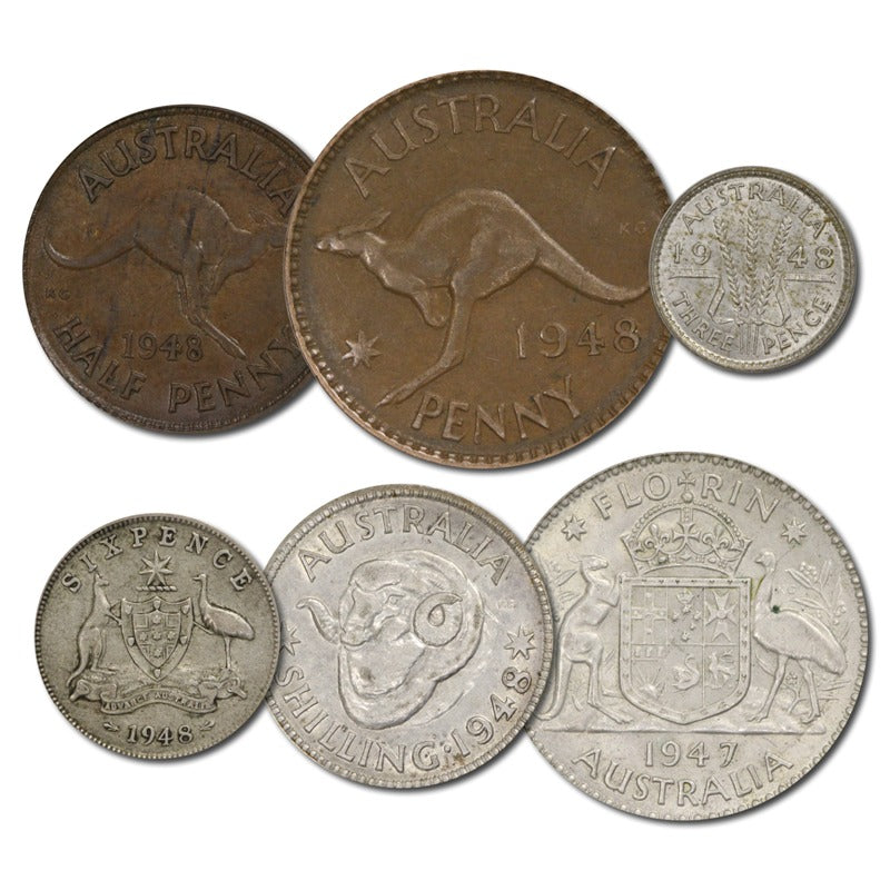 Australia 1948 Pre-Decimal 6 Coin Set