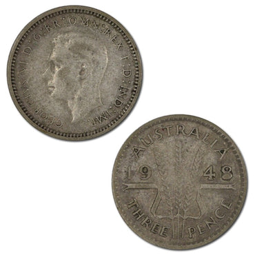 Australia 1948 Threepence Variety Filled '8'