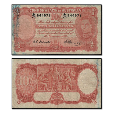 (1949) Coombs/Watt Ten Shillings R.14l Last Prefix