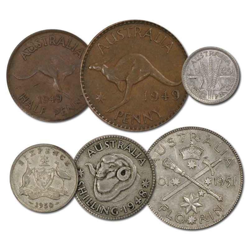 Australia 1949 Pre-Decimal 6 Coin Set