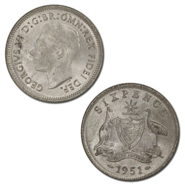 Australia 1951 Sixpence Lustrous UNC
