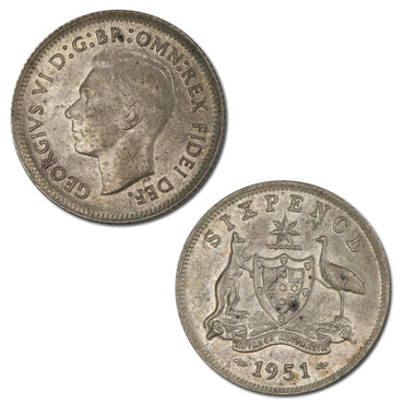 Australia 1951 Sixpence Lustrous UNC