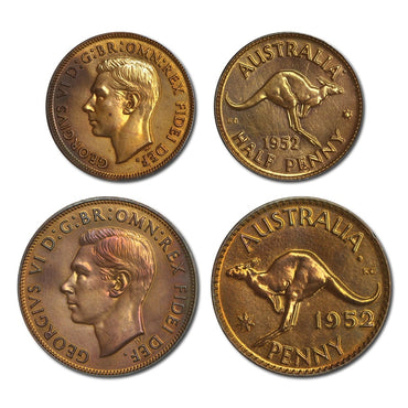 Australia 1952 Perth Mint Proof Halfpenny & Penny Pair