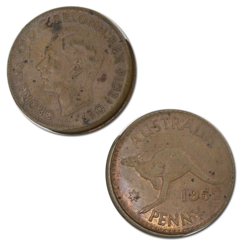 Australia 1952 Melbourne 5% Mistrike with 3mm High Rim Penny EF