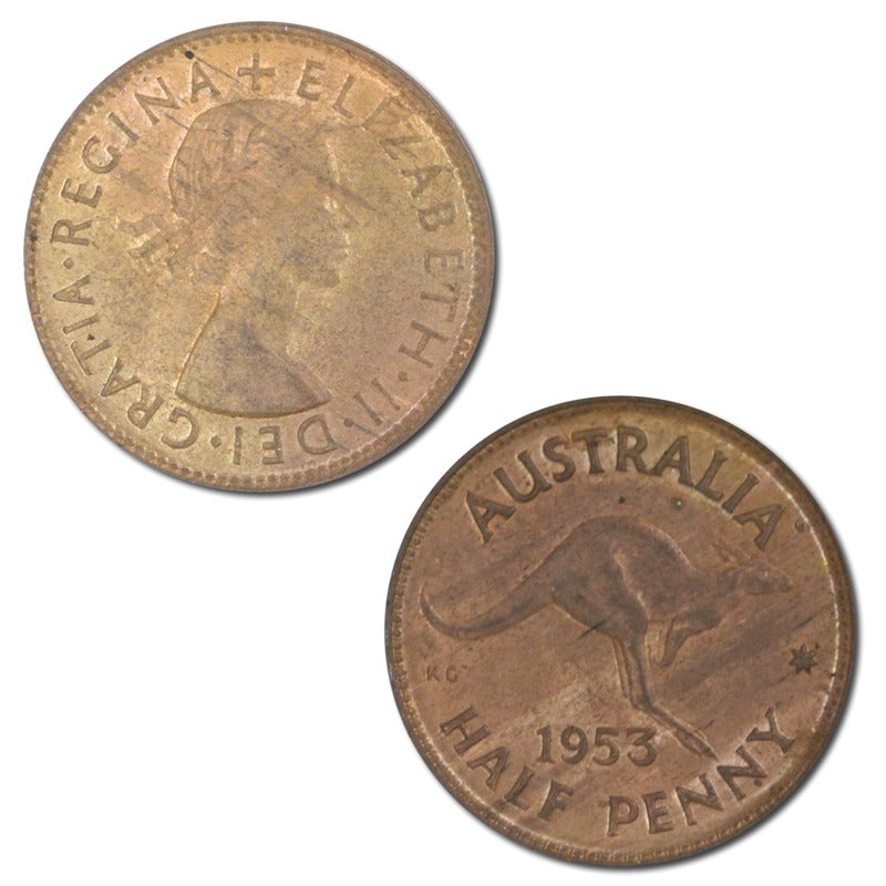 Australia 1953 Dot after A Halfpenny
