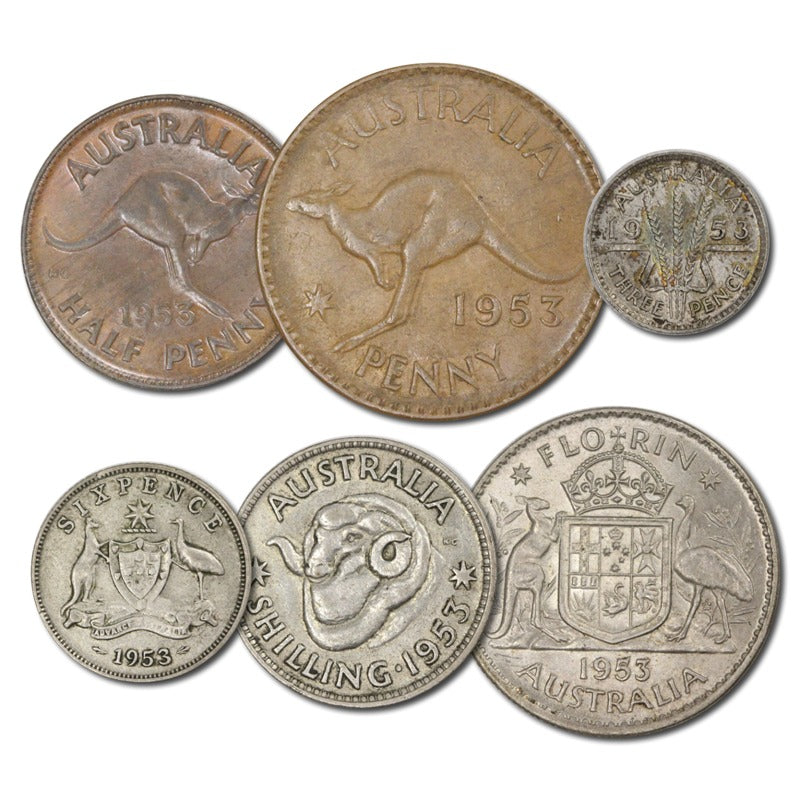 Australia 1953 Pre-Decimal 6 Coin Set
