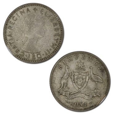 Australia 1954 Melbourne Sixpence Errors