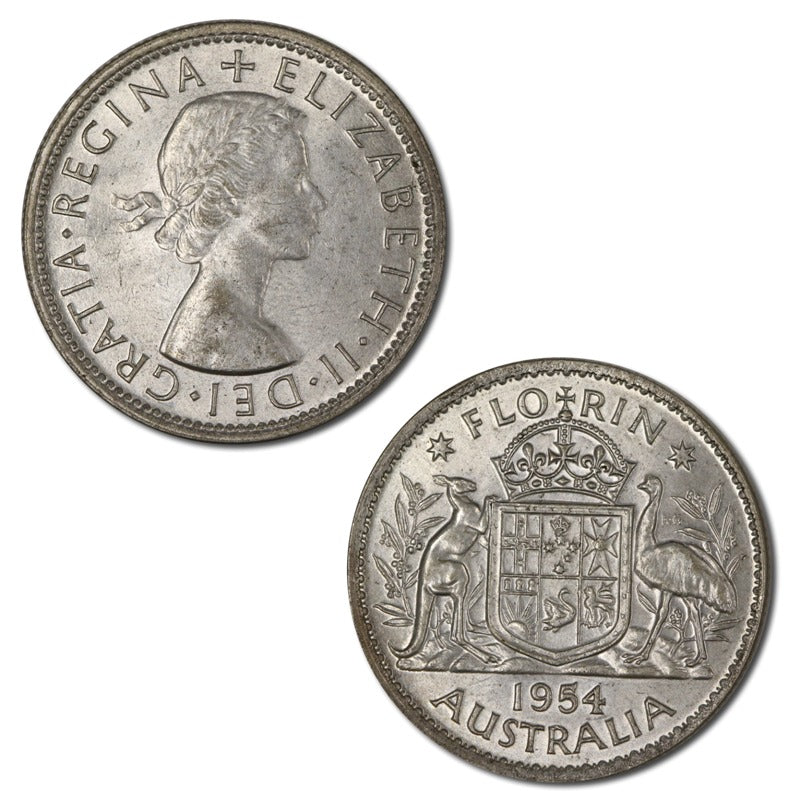 Australia 1954 Coat of Arms Silver Florin