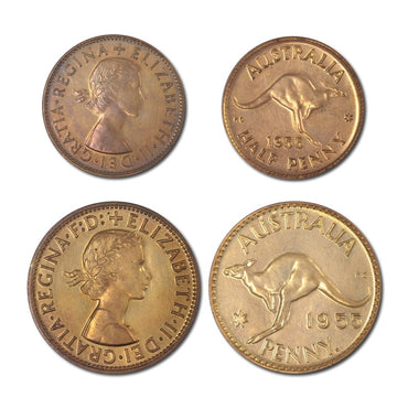 Australia 1955 Perth Mint Proof Halfpenny & Penny Pair