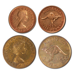 Australia 1955 Perth Mint Proof Halfpenny & Penny Pair