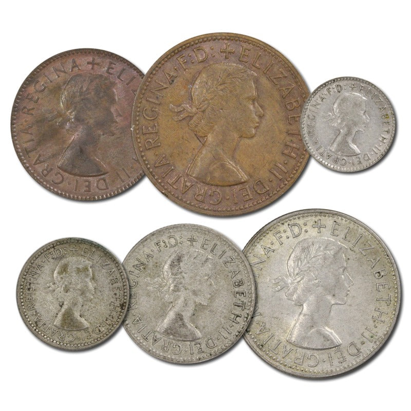 Australia 1955 Pre-Decimal 6 Coin Set