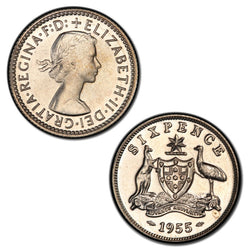 Australia 1955 Melbourne Mint Proof Sixpence