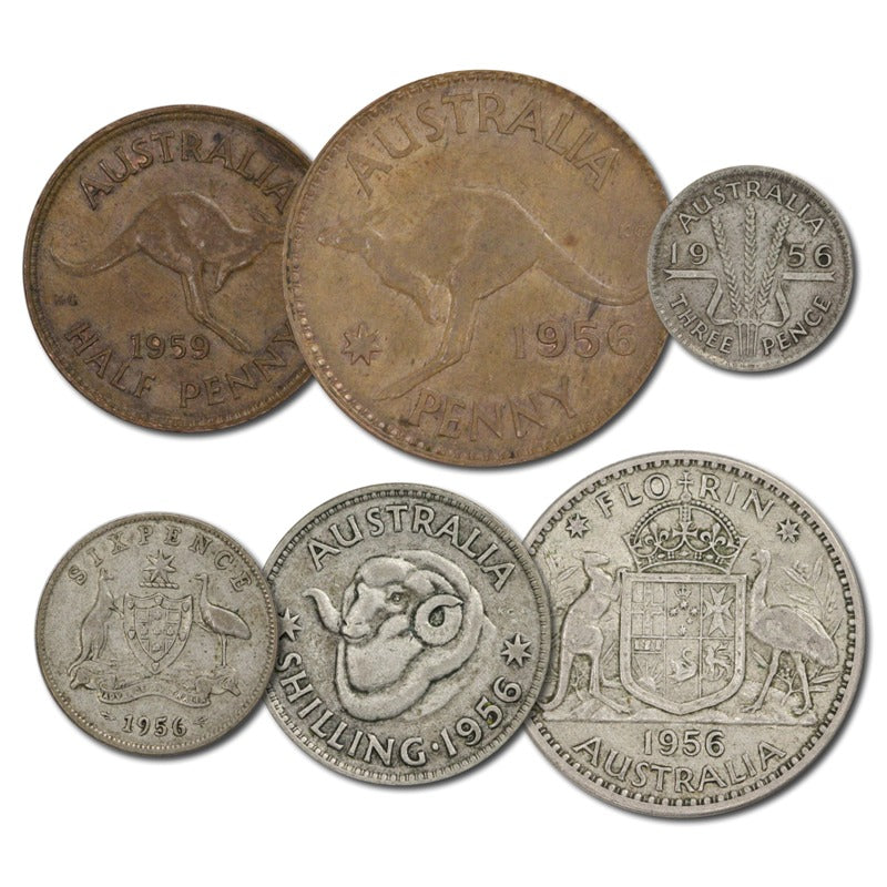 Australia 1956 Pre-Decimal 6 Coin Set