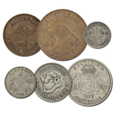 Australia 1956 Pre-Decimal 6 Coin Set