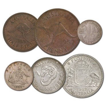 Australia 1957 Pre-Decimal 6 Coin Set
