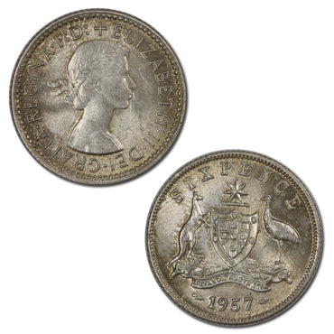 Australia 1957 Sixpence UNC