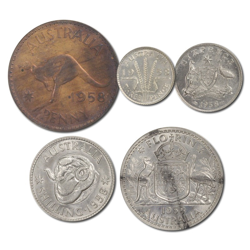 Australia 1958 Melbourne Mint 5 Coin Proof Set