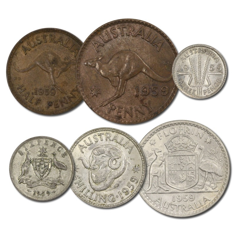 Australia 1959 Pre-Decimal 6 Coin Set