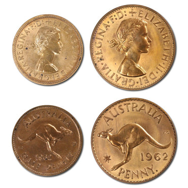 Australia 1962Y. Perth Mint Proof Halfpenny & Penny Pair