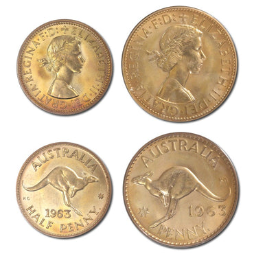 Australia 1963Y. Perth Mint Proof Halfpenny & Penny Pair