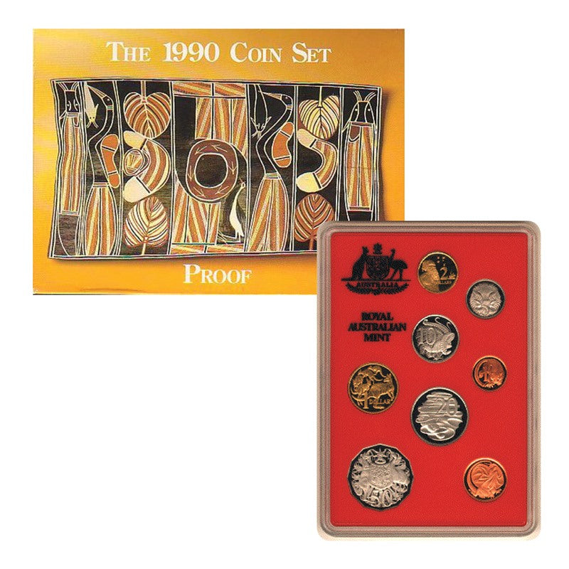 1990 8 Coin Proof Set Aboriginal Motif Wynyard Coin Centre