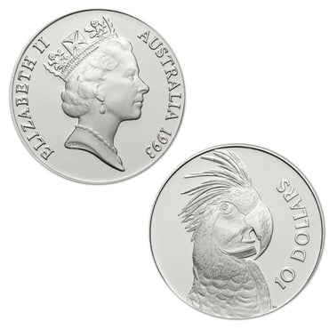 $10 1993 Palm Cockatoo Piedfort Silver Proof