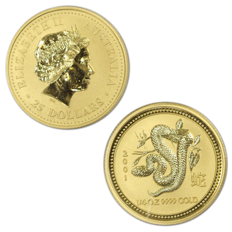 2001 Year of the Snake 99.99% Pure Gold 1/4oz