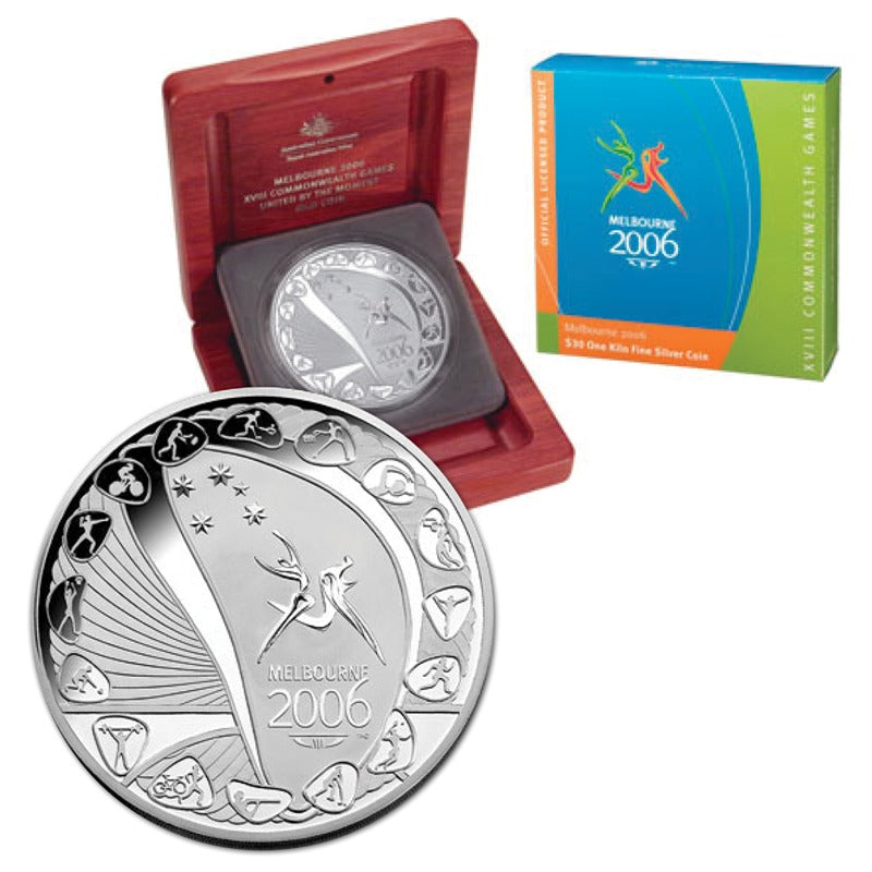 $30 2006 Melbourne Commonwealth Games Silver Kilo Coin
