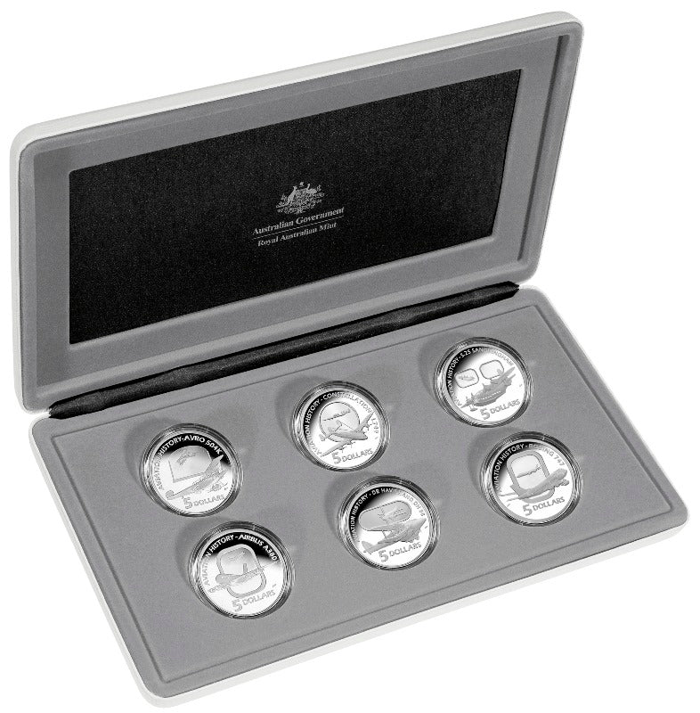 2008-2010 Masterpieces in Silver Aviation 6 Proof Coin Case
