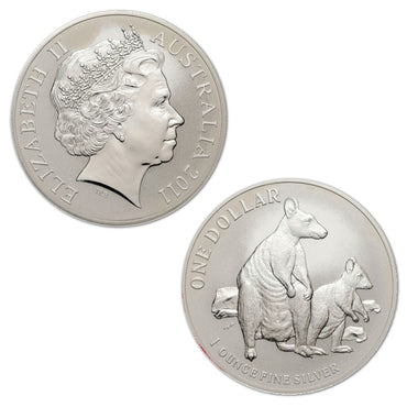 $1 2011 Kangaroo 1oz 99.9% Silver UNC