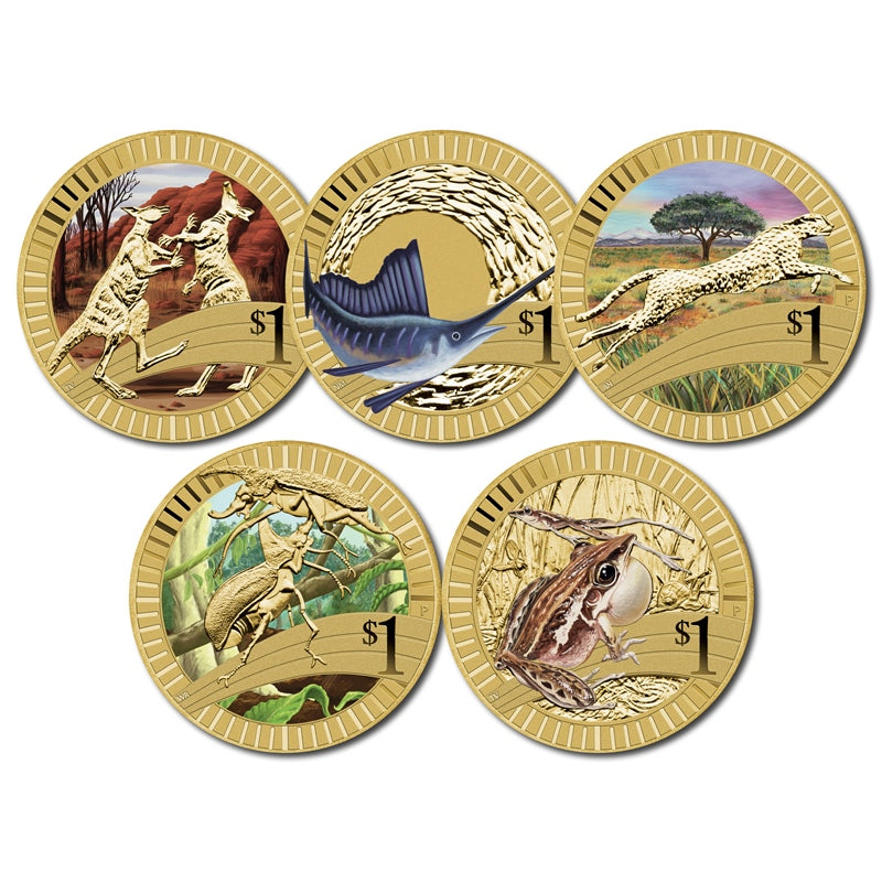 2012 Young Collectors - Animal Athletes $1 5 Coins UNC
