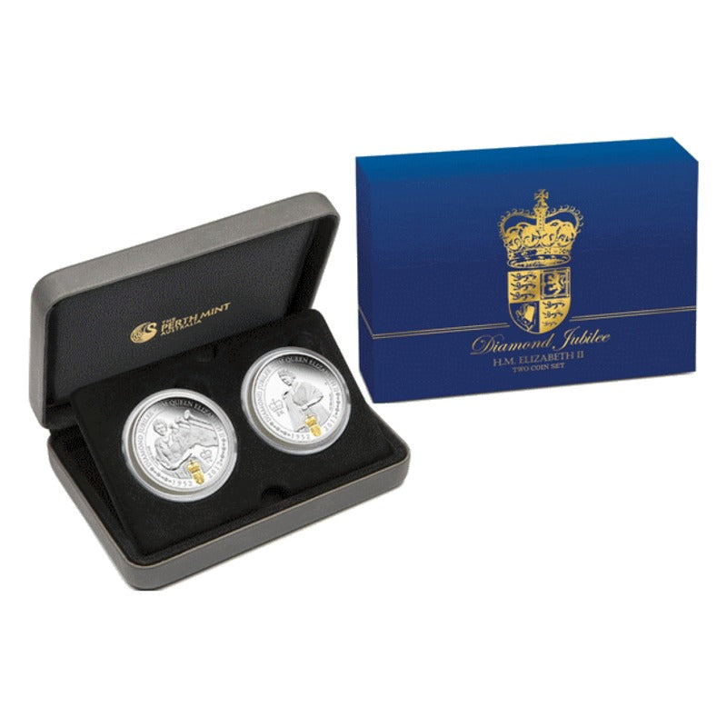 2012 Queen Elizabeth II Diamond Jubilee 1oz Silver Two Coin Proof Set