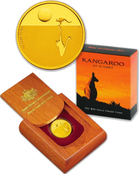 $25 2013 Kangaroo at Sunset Gold Proof