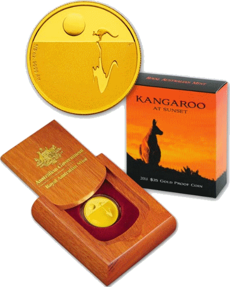 $25 2010 Kangaroo at Sunset Gold Proof