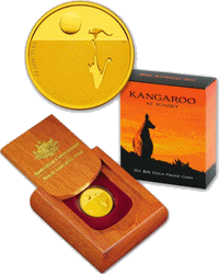 $25 2014 Kangaroo at Sunset Gold Proof