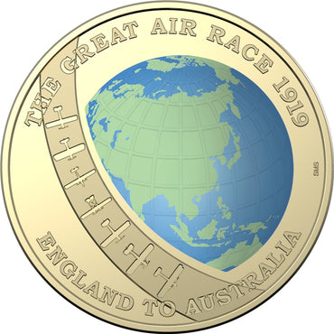 $1 2019 The Great Air Race Coloured UNC - England to Australia