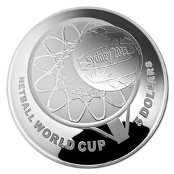 $5 2015 Netball World Cup Domed Shaped Silver Proof
