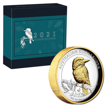 2021 Kookaburra 2oz Silver Proof High Relief Gilded Coin