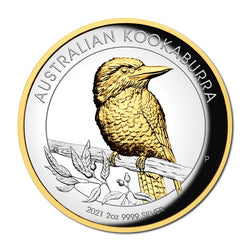 2021 Kookaburra 2oz Silver Proof High Relief Gilded Coin