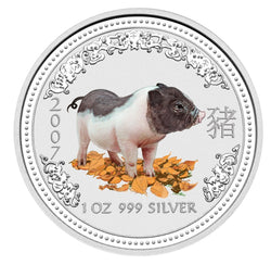 2007 Year of the Pig Coloured 1oz Silver