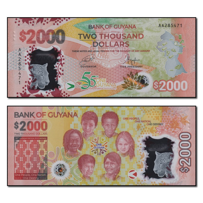 Guyana 2021 2000 Dollars P.42 CFU #2482