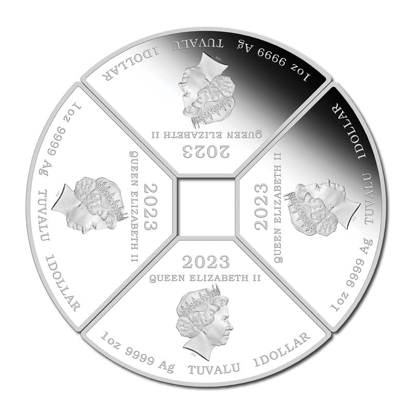 Tuvalu 2023 Year of the Rabbit Quadrant 1oz Silver 4 Coin Set
