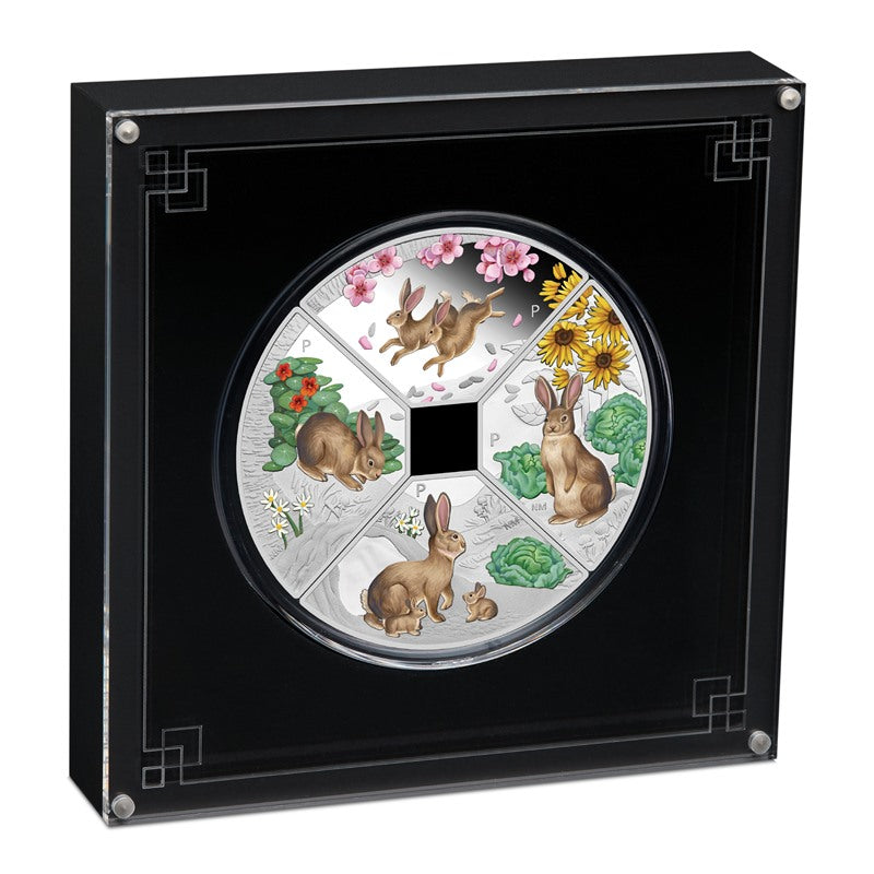 Tuvalu 2023 Year of the Rabbit Quadrant 1oz Silver 4 Coin Set